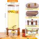 2.5 Gallon Drink Dispenser with Wood Lid & Stand, Large Glass Beverage Dispenser with Stainless Steel Spigot, Lemonade Pitcher for Parties, Weddings, Iced Tea, Water