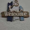 CoTa Global Atlantic Anchor Welcome Nautical Decor Sign - Nautical Themed Wood Sign, Beach Decor for Wall, Novelty White and Blue Starfish and Anchor Wooden Figure, Coastal Wall Decor Sign Accent