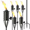 Upgraded Citronella Garden Torch Set of 6, Large Capacity 16oz Metal Torch for Outside, 59.5 Inch Black Home Torches with 3-Prong Grounded Stake,Metal Flame Torch Light for Party Patio Pathway
