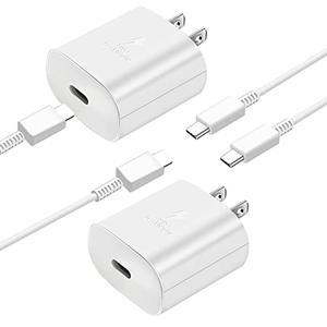 2-Pack USB-C Power Supply Cord Fast Charger for MacBook Air 13 12 inch Retina 2022/2021/2020/2019 2018 M1 A2337 A2179 A1932 for iPad Pro 12.9 Gen 4/3 Air 4th 5th,Mini 6th,45W 30W USB C to C Cable