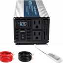 WZRELB 1000W Pure Sine Wave Inverter 48V DC to 110V 120V AC Power Converter with LED Display, Remote Controller, Off-Grid Power Inverter 2000W Surge for Home, RV, Truck, Camping