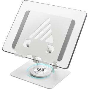 SWAGKIND Tablet Stand for Desk, Adjustable Monitor Stand with 360° Rotating Base, Portable Tablet Stand Holder for iPad Pro, Galaxy Tab, Mobile Phone(White)
