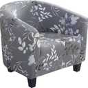 SearchI Club Chair Slipcover Stretch Barrel Chair Covers Printed Tub Chair Slipcovers Soft Spandex Armchair Sofa Cover Removable Couch Furniture Protector Arm Chair Cover for Living Room(Flower 4)