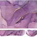 Large Keyboard Mouse Pad Set, Extended Mouse Pad+Keyboard Wrist Rest Support, Memory Foam Ergonomic Easy Typing, 4Pcs (35.415.7 in) Desk Pad Set for Home Office Study Game - Purple (Purple Marble 2)