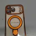 BENTOBEN Magnetic Case for iPhone 17 Pro Max [Compatible with MagSafe], Adjustable Ring Stand Full Camera Protector Clear Anti-yellow Military Drop Protection Case for iPhone 17 Pro Max,Cosmic Orange