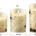qinxiang Flameless Candles LED Candles Birch Bark Set of 3 (D 3.25" x H 4" 5" 6") Ivory Real Wax Pillar Battery Operated Candles with LED Flame 10-Key Remote Control and Cycling 24 Hours Timer