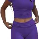 Nimsruc Two Piece Lounge Sets For Women short sets (Purple, XL)