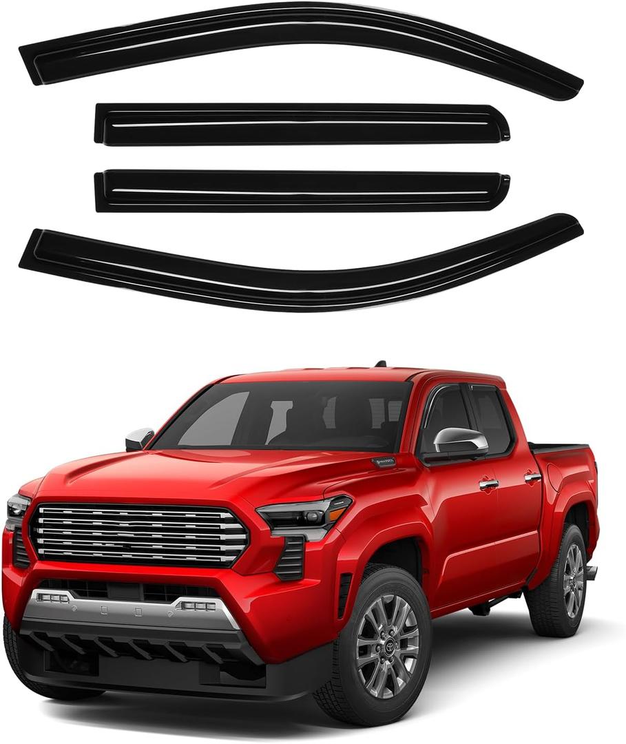 Canvcle Window Visors Rain Guards for 2024 2025 2026 Toyota Tacoma Accessories, Outside-Mount Side Window Wind Deflectors Vent Visors Shades Rainproof 4PCS