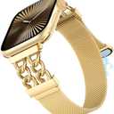 Girovo Metal Magnetic Band Compatible with Apple Watch Bands Women 41/40/38/49/46/45/44/42mm, Dressy Designer Stainless Steel Chain Mesh Loop Strap for iWatch Series 11 10 9 8 7 6 5 4 SE/Ultra 3 2 1
