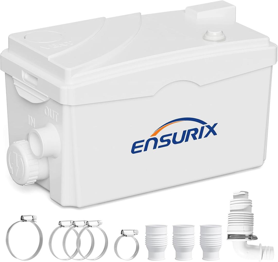 Utility Sink Pump, 1600 GPH Drain System 500 W Under-Basin Gray Water Unit for Laundry & Kitchen, 23 FT Lift Sink Pump with Check Valve & Odor Filter