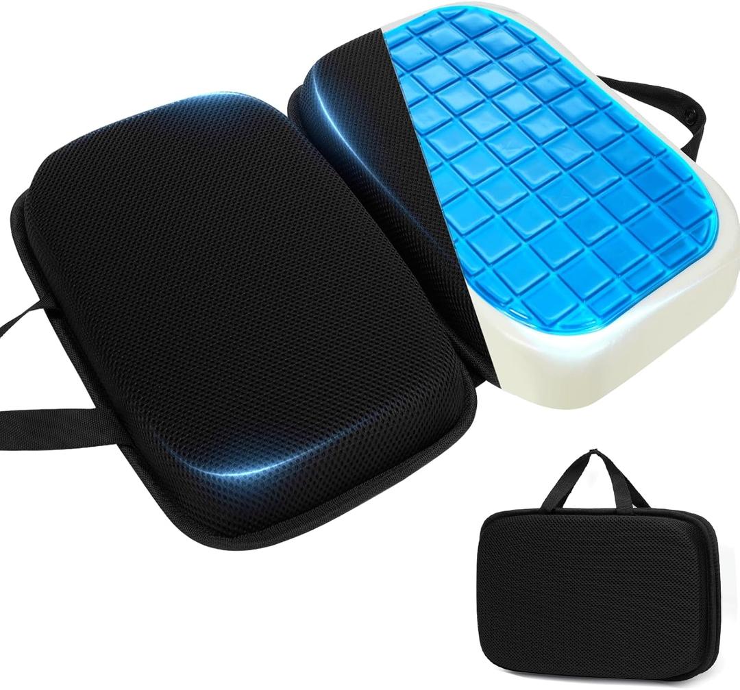 Sino Selected Ergo-Gel Airplane Seat Cushion, Gel-Infused Memory Foam Seat Cushion, Foldable Chair Cushions for Office, Car, Travel, Ergonomic Support & Cooling Design, All-Day Portable Comfort, Black