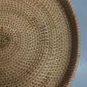 Rattan Large Serving Tray, Wicker Round Fruit/Bread Serving Basket, Extra Large Decorative Ottoman Tray for Living Room, Coffee Table, Breakfast, 16.9 inch