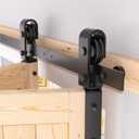 Bi-Folding Sliding Barn Door Hardware Kit for 2 Doors, Modular Track System with Side-Mounted Rollers, Smooth and Space-Saving Folding Solution