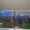 Epic Art 'Singapore Skyline' by Epic Portfolio, Acrylic Glass Wall Art 3 Piece, 108" x 36"