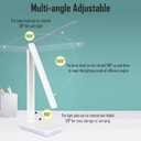 LED Desk Lamp with RGB Atmosphere Light, 5W USB Output, 5 Color Temp, Slide Steplessly Adjust Brightness, Touch Control, Foldable Table Light with Adapter (Black)