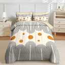 Nesker Comforter Set Twin Size, Boho Mid Century 5 Pcs Bedding for Kids and Adults, Minimalist Abstract Bed Sheet Sets with Fitted Sheet Pillowcase & Sham