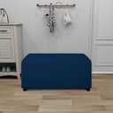 PureFit Super Stretch Soft Form Fit Ottoman Cover Rectangle - Ottoman Slipcovers for Foot Stool & Folding Storage Furniture for Living Room with Nonslip Elastic Bottom (Large, Navy)