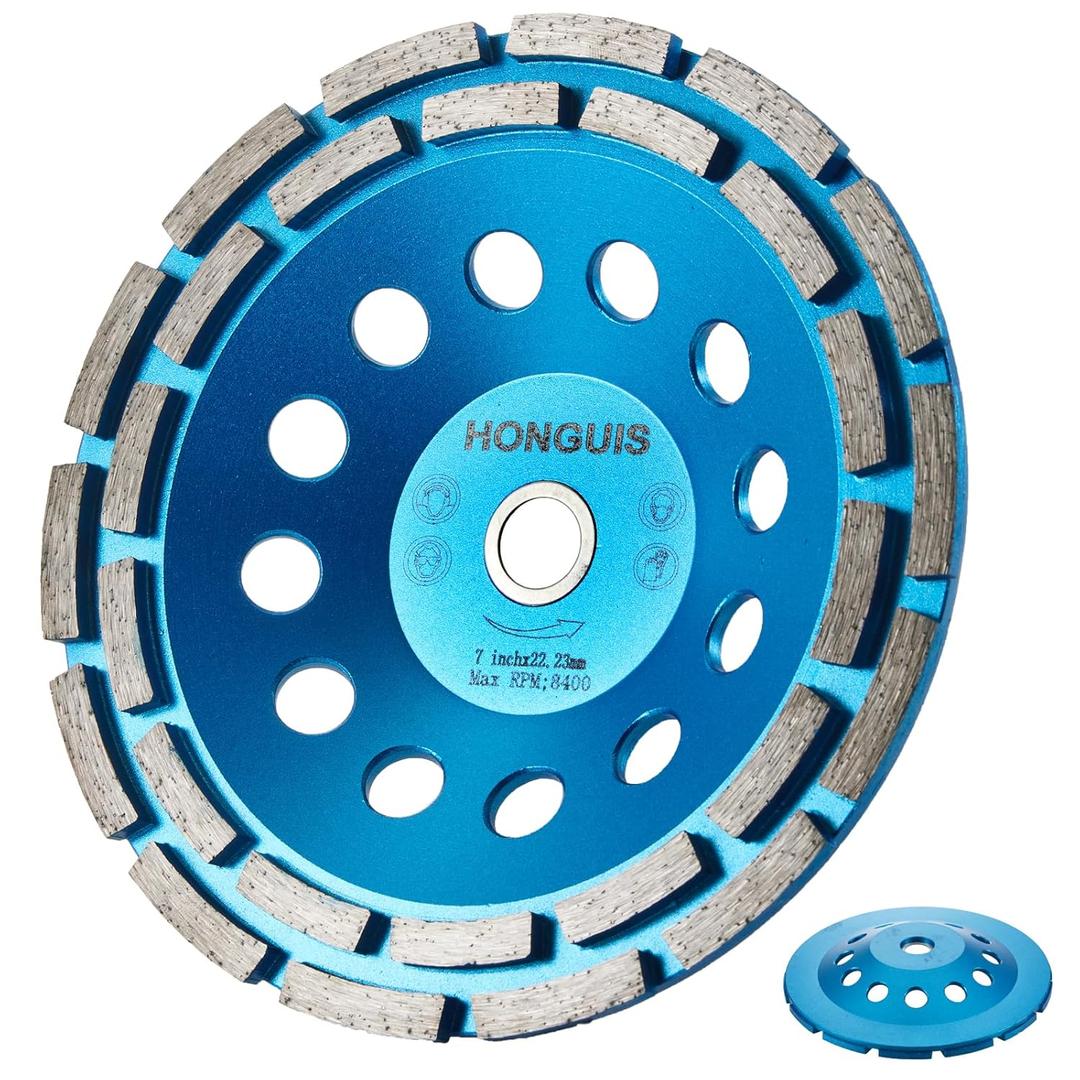 7 inch Concrete Grinding Wheel,7/8"-5/8" Threaded Arbor Diamond Cup Wheel Double Row for Granite Marble Masonry Stone with Concrete Grinder(7/8"-5/8")
