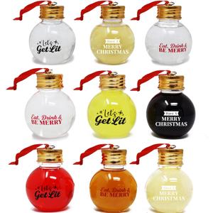Joiedomi 9 Pcs Christmas Boozeball Ornaments Set, Xmas 1.7 oz Clear Fillable Ball, Tree Hanging Decorations for Christmas Holiday Indoor and Outdoor Decorations