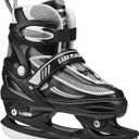 Lake Placid Summit Adjustable Youth Ice Skates (Small Junior/10 13, Black/White/Grey)