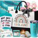 Aunt Gifts from Niece Nephew, Aunt Mothers Day Gifts for Aunt Auntie Gifts, Best Aunt Ever Gifts Aunt Birthday Gifts Basket for Auntie, Christmas Gifts for Auntie Women w/ Canvas Tote Bag Tumbler