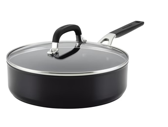 KitchenAid 84804 Hard Anodized Nonstick Saute/Fry Pan with Lid, 3 Quart  Onyx Black