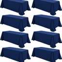 8 Pack Polyester Tablecloths,90 x 156 Inch Navy Blue Rectangle Table Cloth for 8 Foot Tables,Stain and Wrinkle Resistant Washable Fabric Table Cover for Wedding Banquet Restaurant Party (8 Pack 90 x 156 inch)