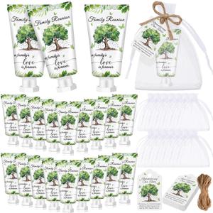 20 Sets Family Reunion Favors Hand Lotion Cream Gifts Bulk Family Reunion Game Decorations with Card Organza Bags for Table Centerpieces Party Decor