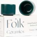 Folk Ceramics Leonard Ceramic Espresso Cups | Modern Stackable Demitasse Mugs for Espresso | Thick Walled, Handleless, Durable, Dishwasher & Microwave Safe | Set of 2, 3oz | Blue Emerald