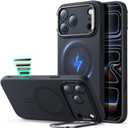 ESR Silicone Case for iPhone 17 Pro Max, Built-in Camera Stash Stand Compatible with MagSafe, Military-Grade Drop Protection Magnetic Phone Case for iPhone 17 Pro Max, Cloud Series, Black