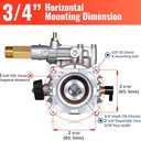 YAMATIC 3/4" Shaft Horizontal Pressure Washer Pump 3400 PSI @ 2.5 GPM Replacement Pump for Power Washer Compatible with Homelite, Troybilt, Simpson, Karcher Honda GC160 GC190 AR rmv 2.5g30 and More