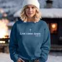 ALLTB Christian Christmas Sweatshirt Women: Christmas Religious Graphic Shirt Xmas Holiday Pullover Tops (Blue, S)