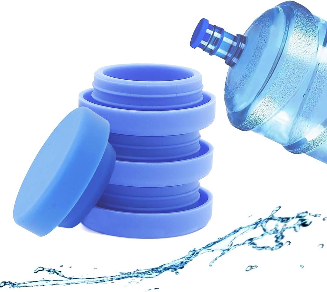 5 Gallon Water Jug Caps Reusable, Fit 55mm bottle openings, Anti-Splash, No-Spill, Leak Proof and Air Tight, 4 Pack