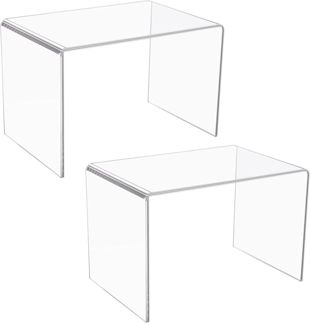 Jusalpha 2-PC Large Clear 5mm Acrylic Riser for Retail, Shelf Showcase Fixtures for Jewelry, Display Stand for Amiibo Funko POP Figures, Cupcakes, Food Display, Riser015 (10.5''x7''x7'')