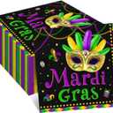 48 Pack Mardi Gras Paper Napkins Carnival Masquerade Disposable Napkins Fat Tuesday Dinner Decorative Napkins for New Orleans Masquerade Party Decor 6.5 x 6.5 Inch