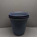 The HC Companies Eclipse Round Planter with Saucer - Outdoor & Indoor Plant Pot with Drainage Holes - Lightweight, UV-Resistant Plastic Pots for Plants, Flowers & Herbs (16" Slate Blue, Pack of 1)