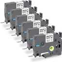 6 X Compatible with TZe-231 Brother Label Maker Tape,Replacement for TZ-231 12mm 0.47" Brother P-Touch Label Tape, Laminated Black on White Label Tape for PT-D210, PT-D220, PT-D200, PT-H110, PT-D410