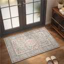 Goideal Washable Entry Rug 2x3, Beige Small Area Rugs Non Slip, Indoor Low Pile Carpet with Rubber Backing for Bathroom Kitchen Entryway Office
