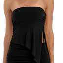 Skirt Sets Women 2 Piece Outfits Sexy Summer Tube Top Strapless Ruffle Asymmetrical Hem Crop Top and Mini Skirt Set (Black, S)