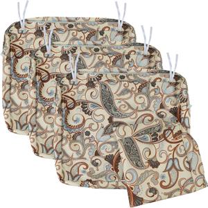 NettyPro Patio Furniture Cushion Covers Replacement Set 4 Water Repellent UV Resistant Outdoor Chair Seat Cushion Slipcover with Zipper and Tie, Replacement Cover Only, 22 x 20 x 4 Inch (Vintage)