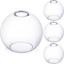 Glooglitter 4 Pack Fixture Replacement Globe Shade 8 Inch Diameter E26 Base 1-5/8 Inch Fitter Round Glass Globe Lampshade Cover for Pendant Wall Sconce Chandelier Vanity Light (Clear), 7.87 Inches