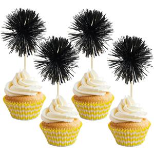 Gyufise 30Pcs Foil Firework Cupcake Toppers Sparkle Tinsel Cake Toppers Tinsel Drink Cake Decoration Cocktail Picks for Birthday Wedding Graduation Party Supplies Black Gyufise 30Pcs Foil Firework Cupcake Toppers Sparkle Tinsel Cake Toppers Tinsel Drink Cake Decoration Cocktail Picks for Birthday Wedding Graduation Party Supplies Black
