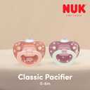 NUK First Choice Classic Baby Pacifier, 0-6 Months Newborn Pacifier, Orange & Pink, Newborn Essentials, 5-Pack