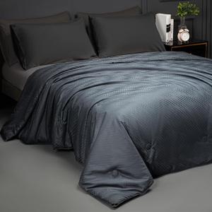 Luxury Silk Comforter/Duvet/Quilt Full Size (78"x90", 6.2lbs/2.8kg), Filled with Long Strand Mulberry Silk-Warm and Lightweight for All Seasons, with 100% Long Staple Cotton Cover 400TC-Grey