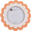 Handicrafts Home 4x4 Picture Frame  Scalloped Rose Glow Resin Inlay  Handmade Decorative Nursery Inspired Decor Round Frame for Desk or Shelf, Boho Home Decor, Farmhouse Style, Gift for Mom to Be