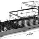 Kitchen Countertop Drying Rackwith Drainer Board Multifunctional 2-Tier Organizer, Utensil Rack and Cup Holder, Removable Design for Kitchen Countertops (Powder Coated Black)