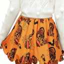 Bubble Skirt Mini Skorts for Women Spring Party Skirts with Pockets Elastic Waisted Golf Tennis Bloomers (Orange, M)