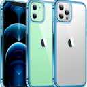 Temdan iPhone 12/12 Pro Case, [Not Yellowing] [Ultra Slim] Lightweight & Thin, Shockproof Protective, Screen & Camera Protection - Crystal Clear Blue