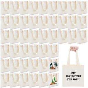 Amylove 24 Pcs Mini Tote Bag Sublimation Blank Canvas Tote Bags Reusable Grocery Luggage DIY Sack Goody for Party Even (8.5 x 8 Inch,Natural Color)
