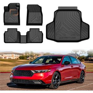Mixsuper Accord Floor mats-Floor Mat & Cargo Liner for Honda Accord 2023-2026 Gasoline & Hybrid,All Weather TPE Rubber Floor Liners Protection for Accord Accessories,Full Set Anti-Slip Car Mats,Black